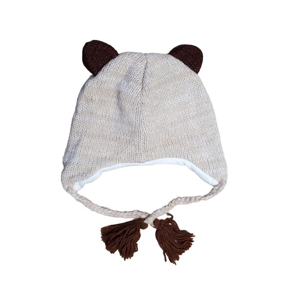 Wool Hat Bear Design One Size Light Brown - Picture 3 of 5